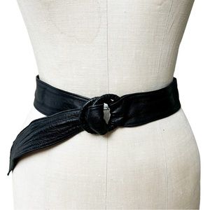 1980s Calderon Black Leather Belt Adjustable